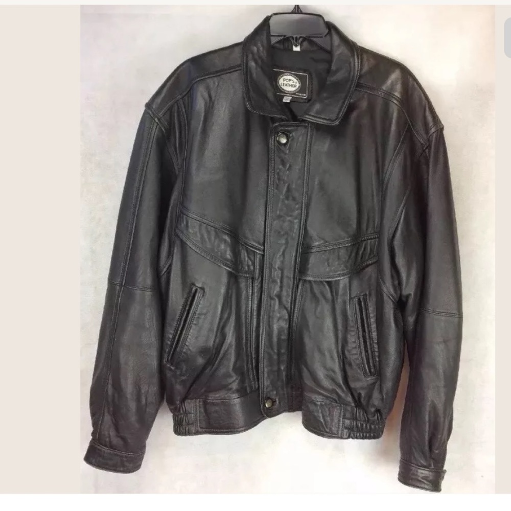 Pop’s Leather Men’s Lambskin Bomber Flight Jacket
